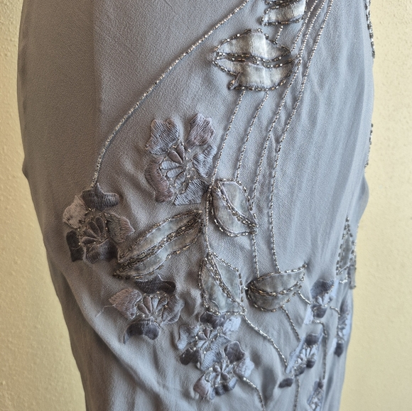 Sue Wong Nocturne Silk Y2K Beaded Embroidered Maxi Dress Size 14 FLAWS - Picture 13 of 16